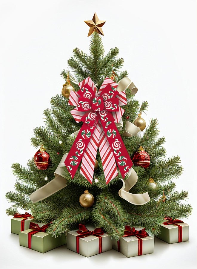 Glodecart 2 Rolls Christmas Ribbon for Wreath Bows Wrapping Gifts, Red Pink Candy Cane Ribbon for Gift Wrapping Party Supplies Decoration DIY Crafts 2.5" X 10 Yard Wired Winter Christmas Wreath Ribbon - Image 5